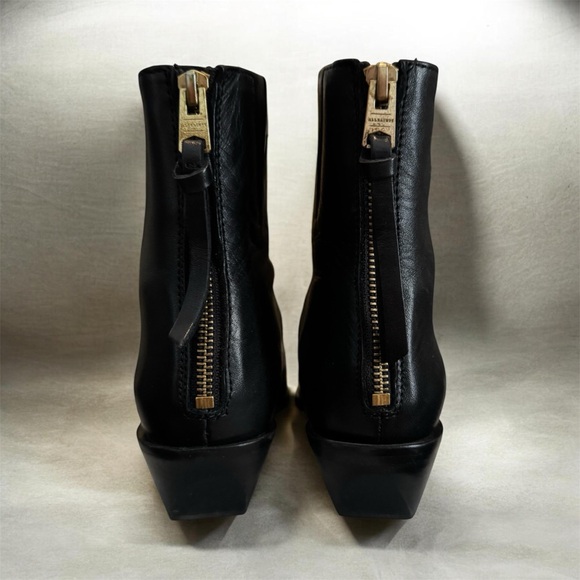AllSaints Black Leather Pointed Ankle Boots with Back Zip - Picture 4 of 8